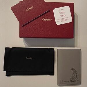 NEW in box Cartier Grey Panthere print leather wallet card holder case FULL SET